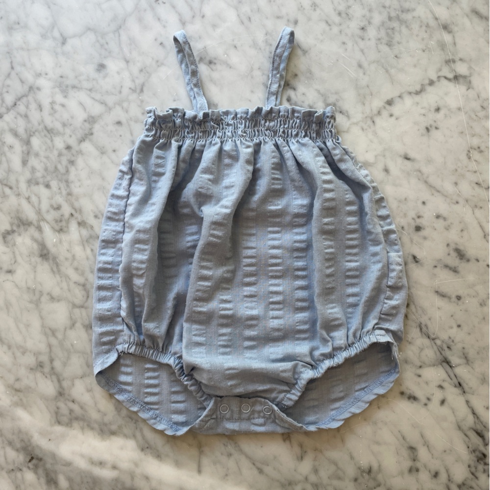 Ruffled Smock Neck Romper for Baby Girl - Baby Girl Bubble - Summer Romper